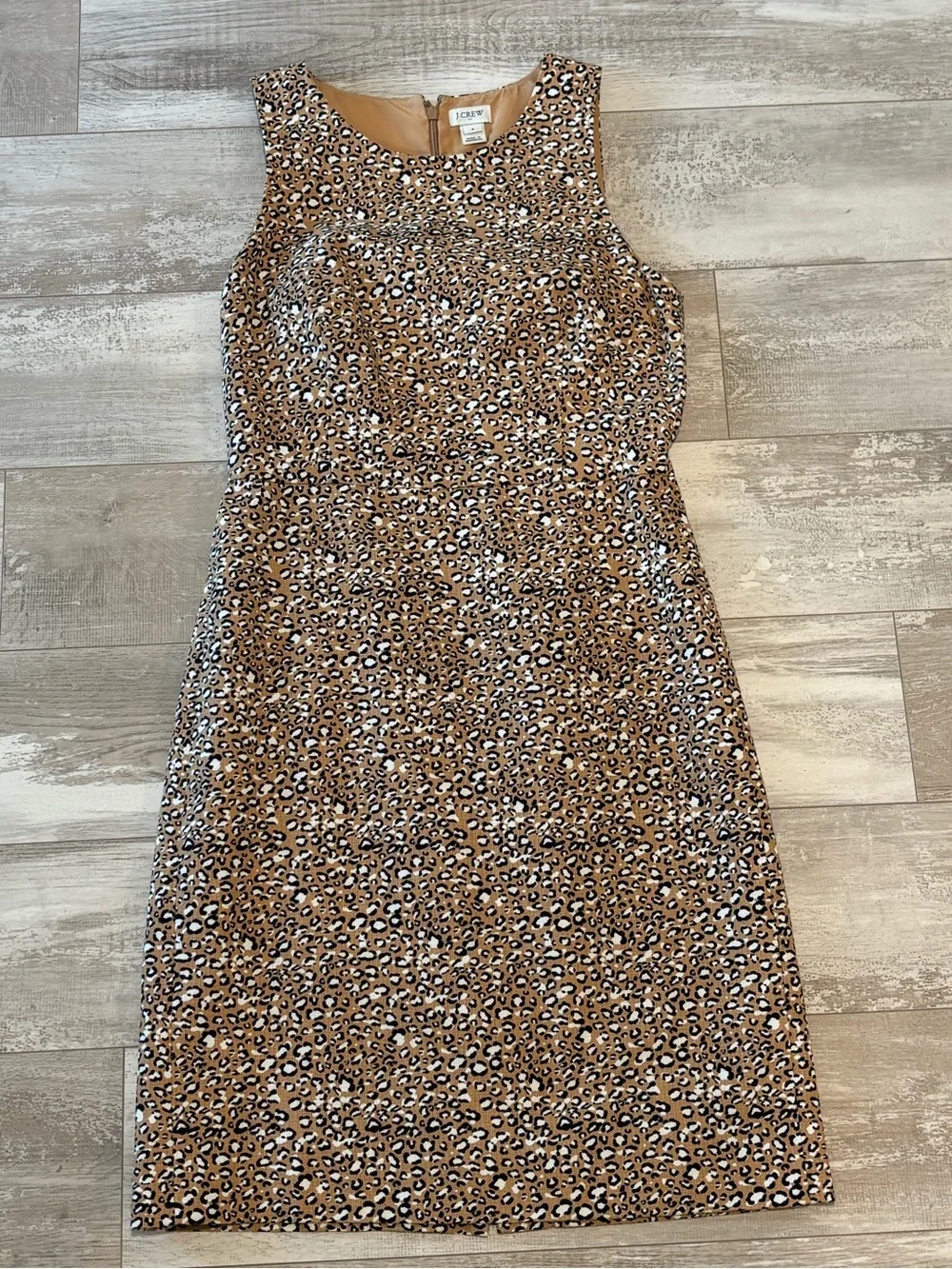 J. Crew Sleeveless Leopard-Print Midi Dress in Tan and Black